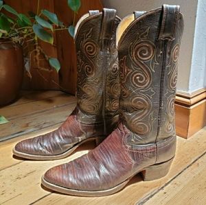 Justin Vintage Lizard Cowboy Boots Sz 10b